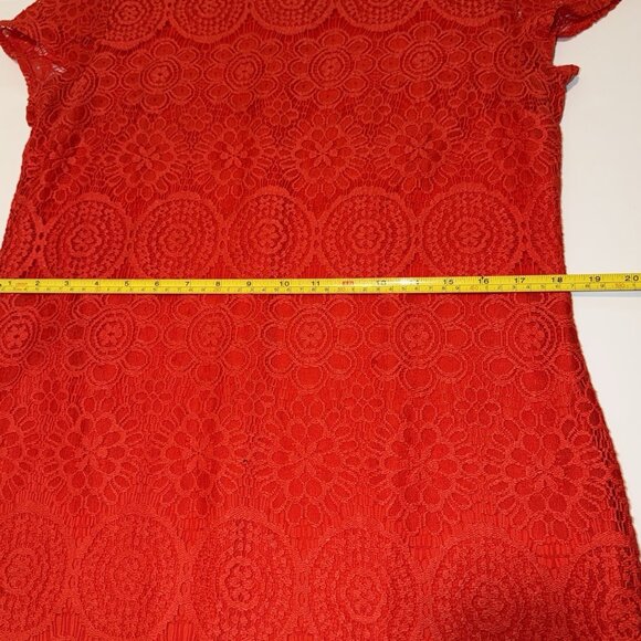 Laundry by Shelly Segal Red Lace Dress Size 12 Knee Length Lined Romantic Party - Picture 8 of 9